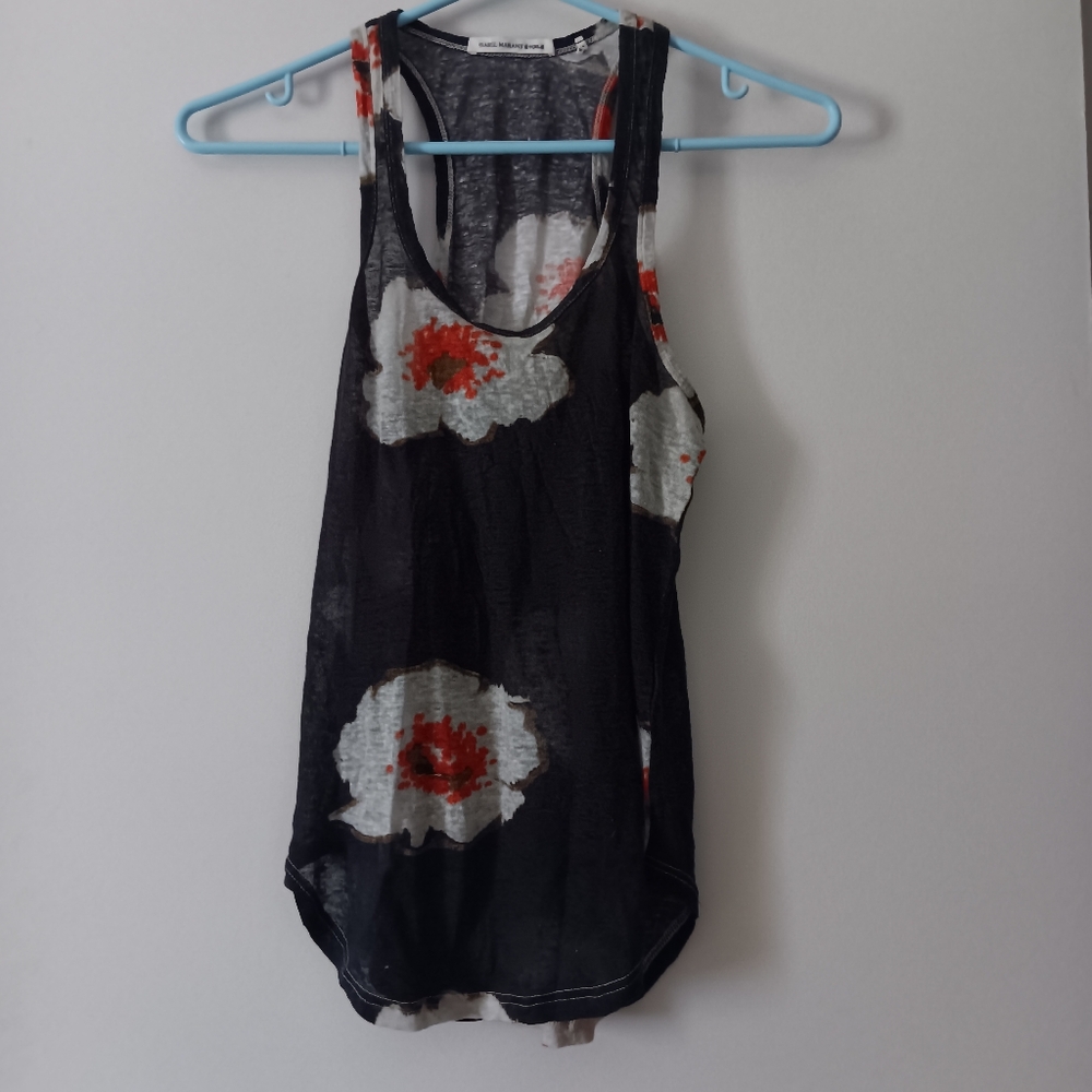 ISABEL MARANT ETOILE Linen Black Floral Tank S